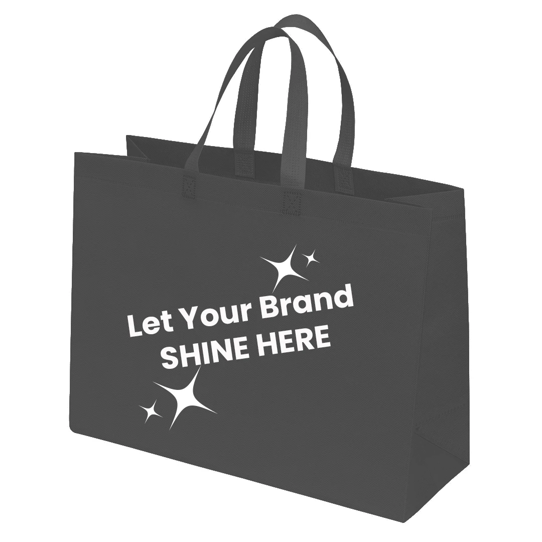 100 Bags - Branded Black Reusable Bags - 16" x 7" x 12"