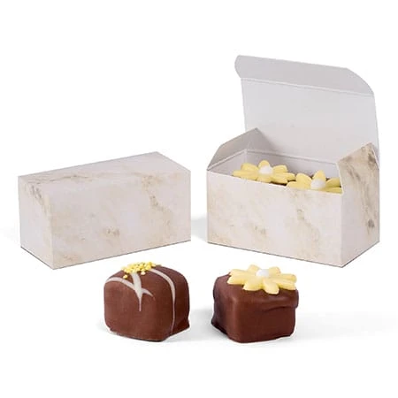 50 Boxes - Mini Favor Boxes - Ivory Marble