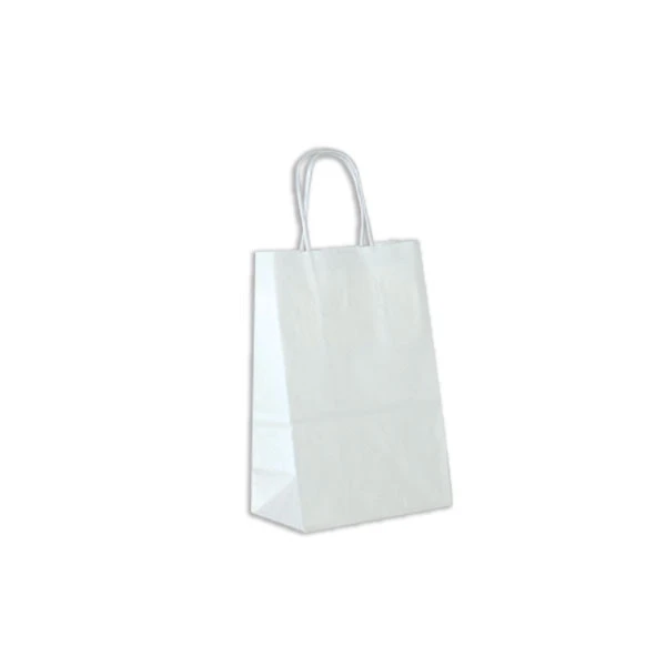 Branded White Kraft Paper Bags - 5" x 3" x 8" - 250 Bags/Case