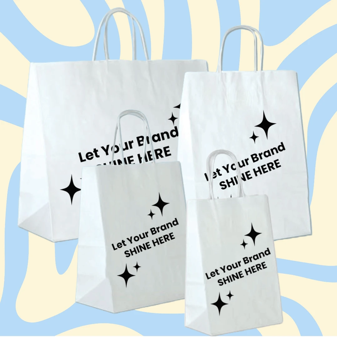 Branded White Kraft Wine Paper Bags - 1 Bottle - 5" x 3" x 13" 250 Bags/Case