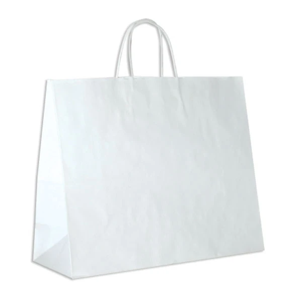 Branded White Kraft Paper Bags - 16" x 6" x 13" - 250 Bags/Case