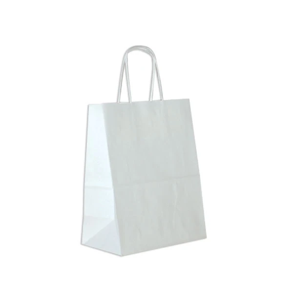 250 Bags - Custom Branded White Kraft Paper Bags - 8.25" x 4.33" x 10.6"