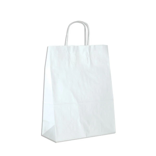 Branded White Kraft Paper Bags - 10" x 5" x13" 250 Bags/Case
