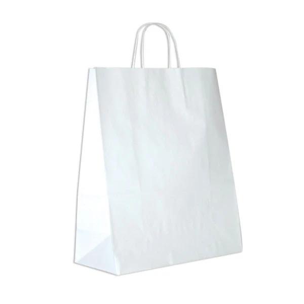 Branded White Kraft Paper Bags - 13" x 6" x 15" - 250 Bags/Case