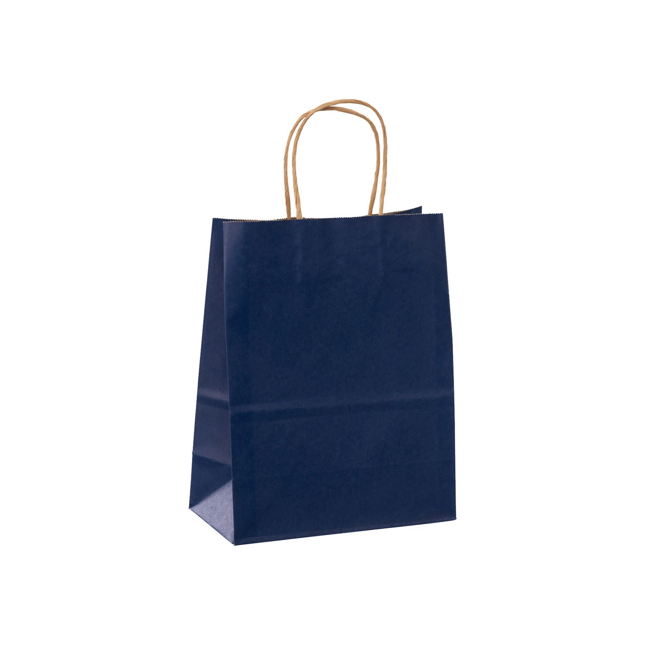 Branded Navy Blue Paper Bags - 8" x 4" x 10" - 250 Bags