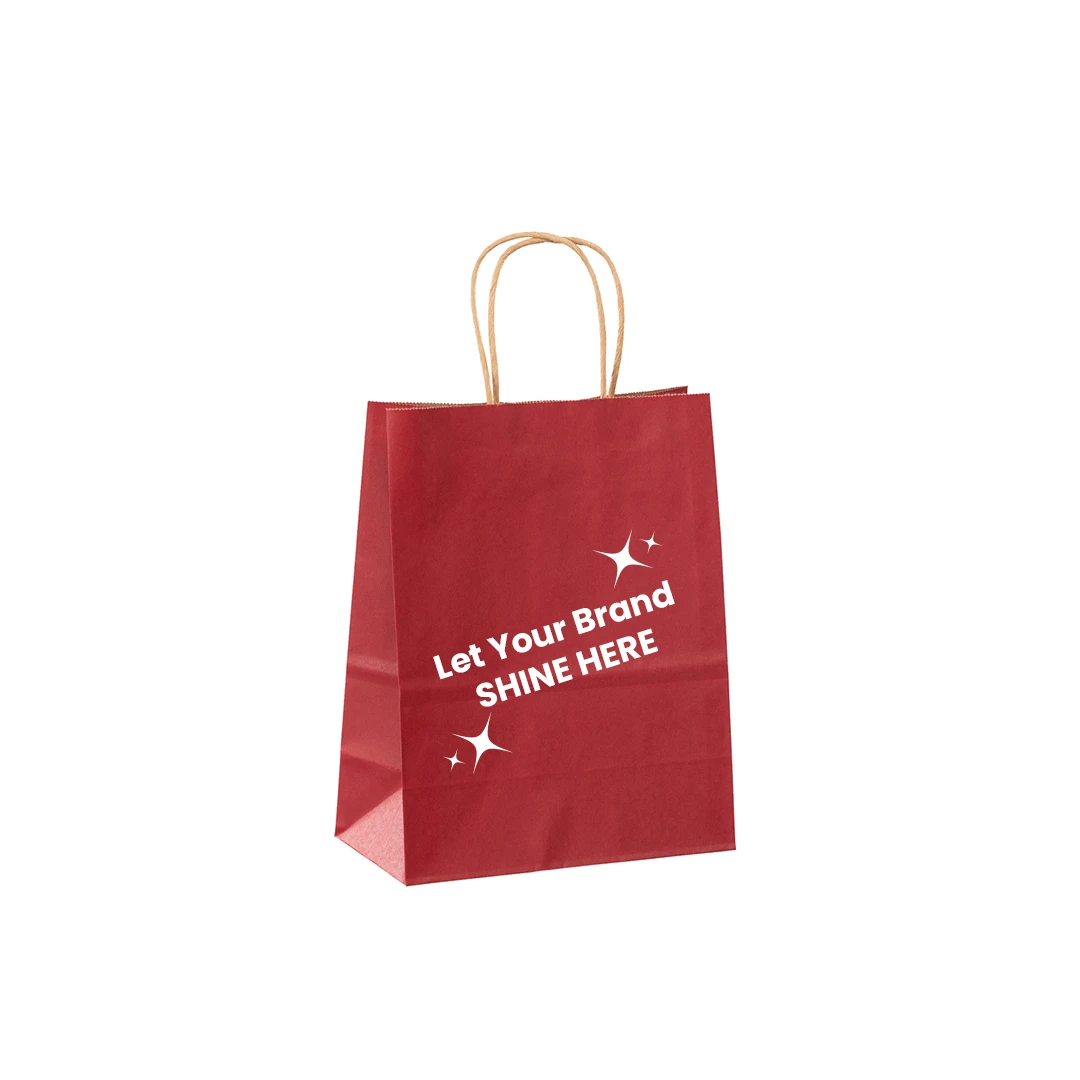 Branded Red Paper Bags - 5" x 3" x 8" - 250 Bags