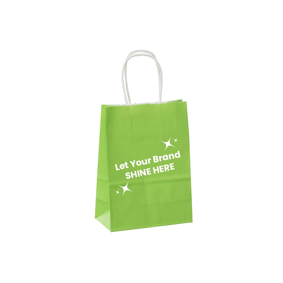 Branded Bright Orange Paper Bags - 5" x 3" x 8" - 250 Bags