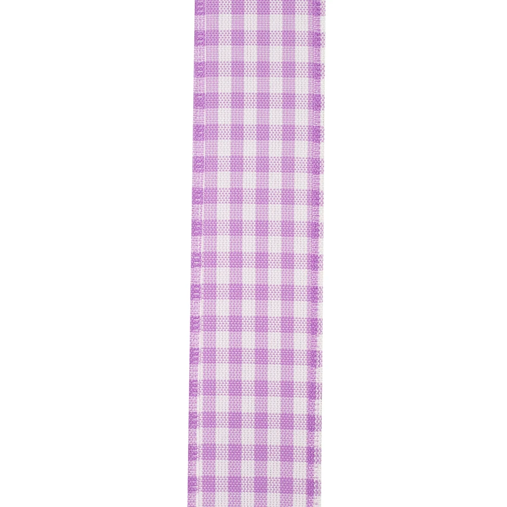 50 Yards - 1.5" Lavender Wired Gingham Ribbon