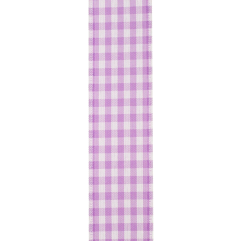 50 Yards - 1.5" Lavender Wired Gingham Ribbon