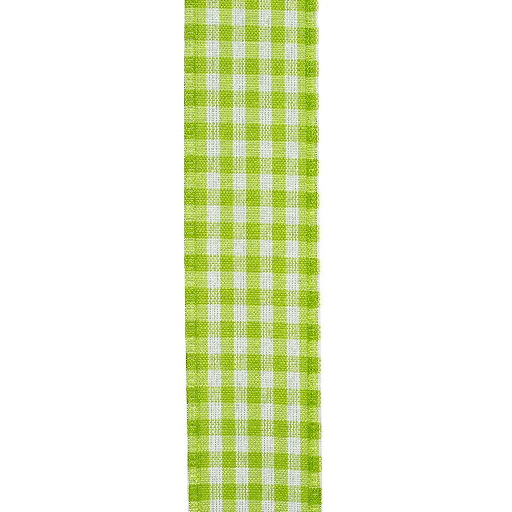 50 Yards - 1.5" Moss Wired Gingham Ribbon