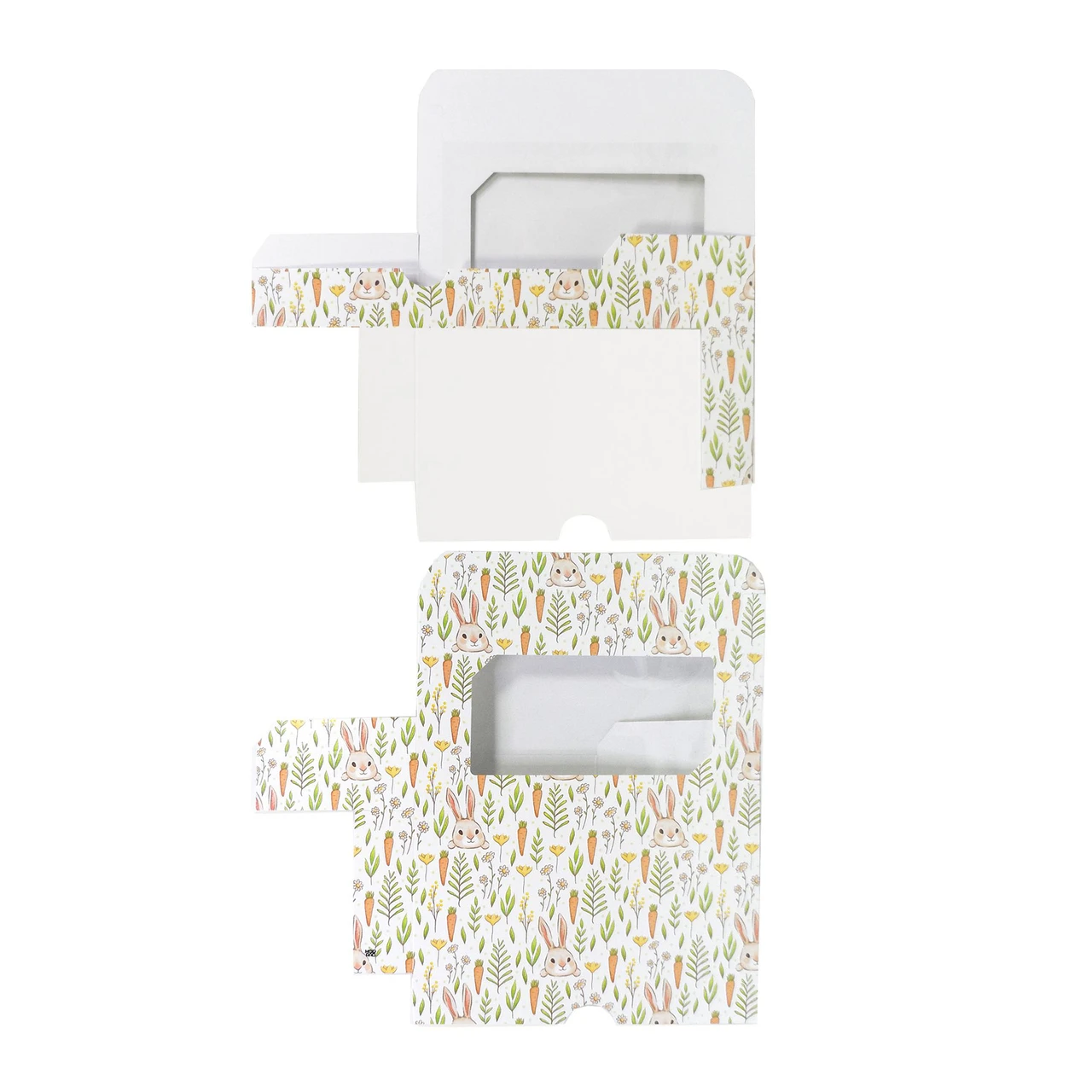 250 Boxes - 1/2 lb. Candy & Fudge Boxes with Window Bunnies & Carrots - 6" x 3-1/4" x 1-1/8"