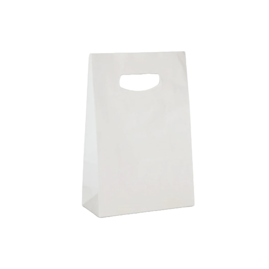 100 Bags - Branded White Kraft Accessory Bags - 7-1/8" x 3-1/4" x 10-3/4"
