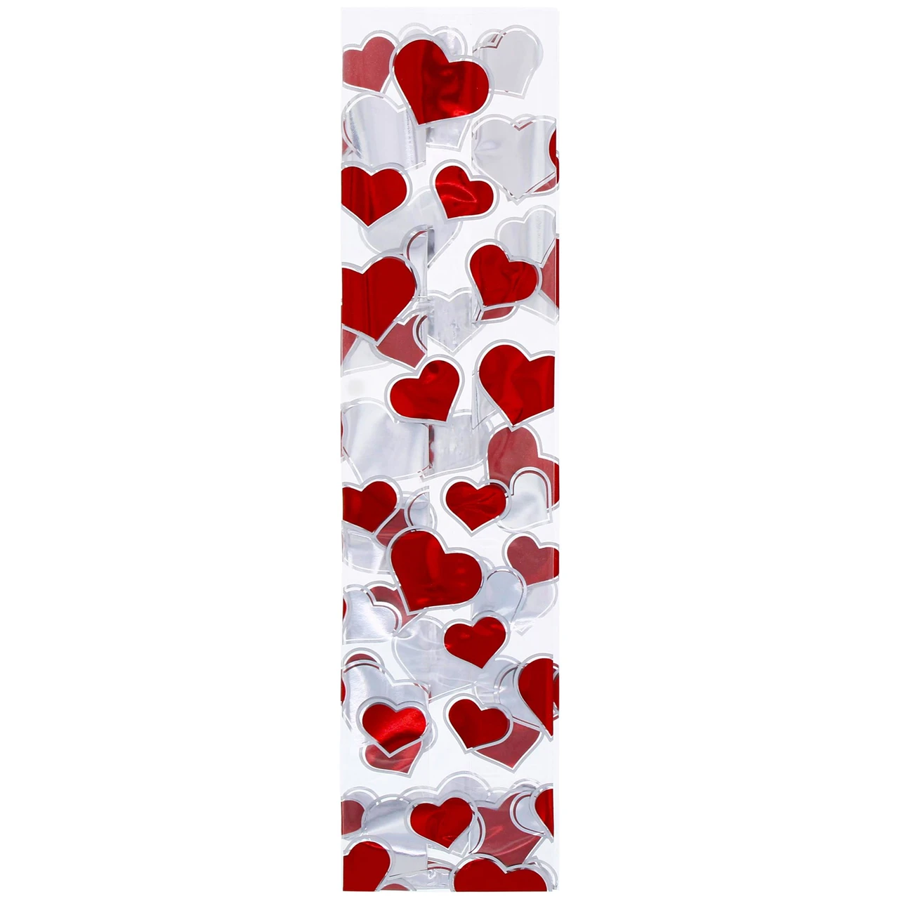 50 Bags - 1/2 lb. - 2.5 Mil Foil Accented Soft Bottom Cello Bags - Hearts