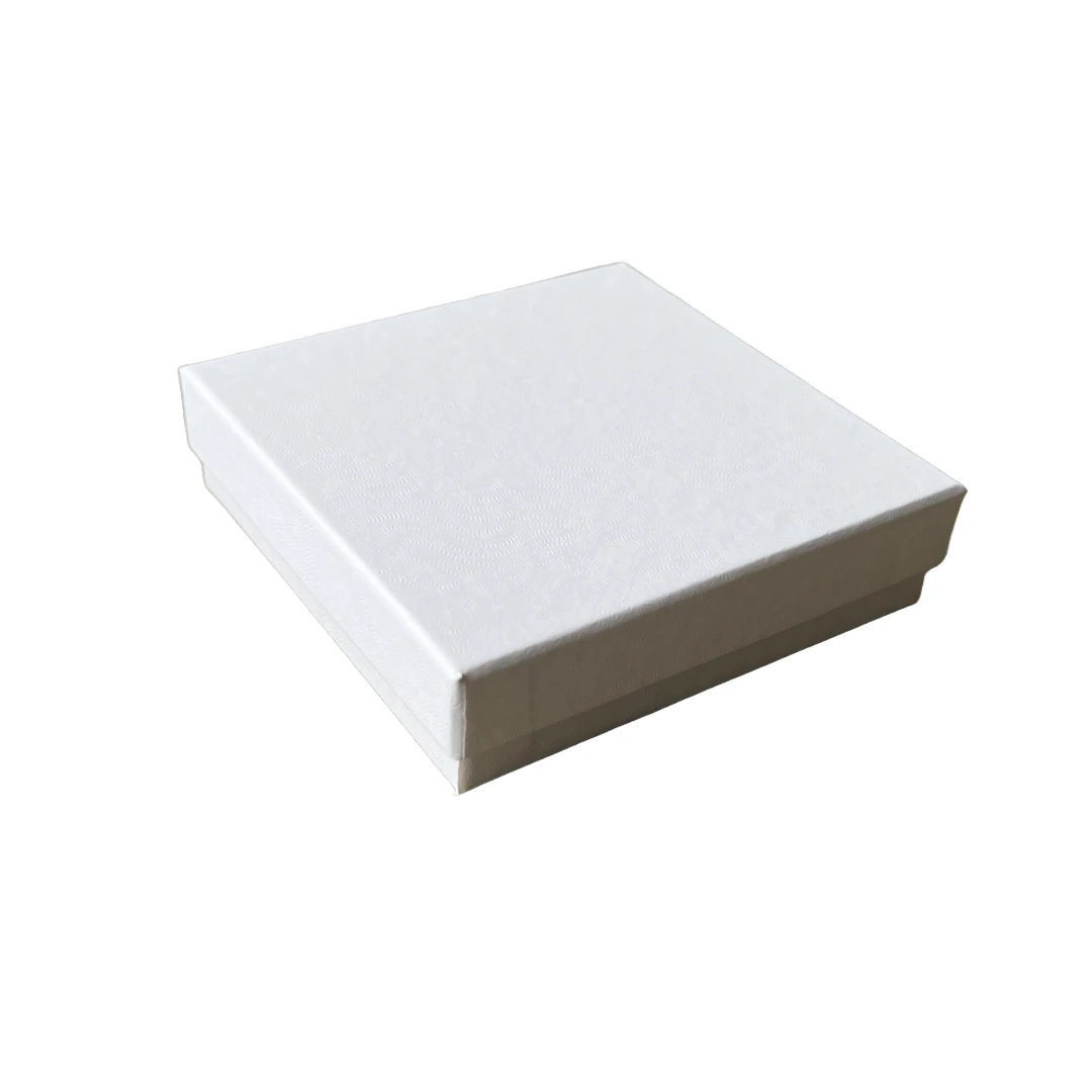 Custom Printed White Swirl Jewelry Box - Medium - 3-1/2" x 3-1/2" x 7/8"