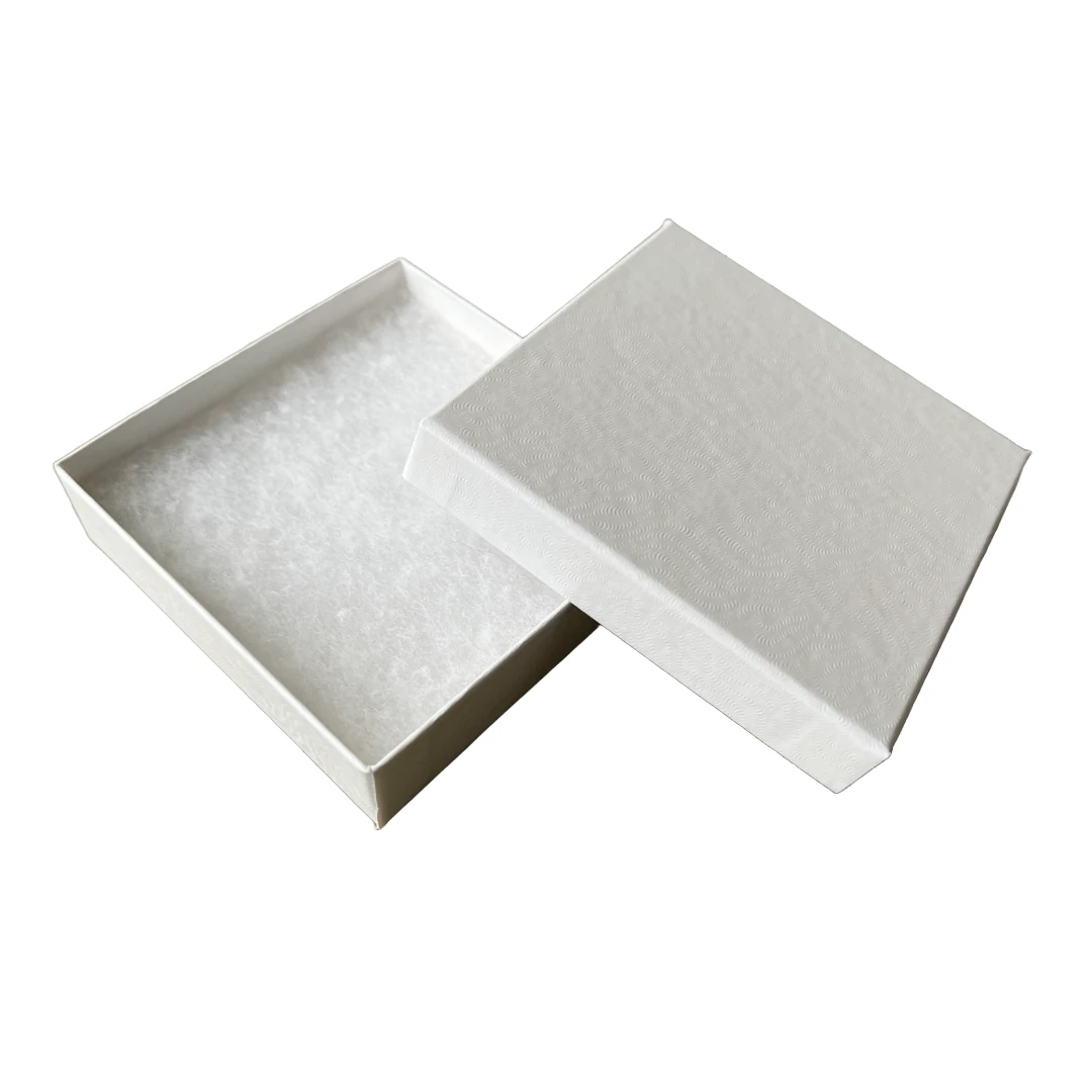 Custom Printed White Swirl Jewelry Box - Medium - 3-1/2" x 3-1/2" x 7/8"