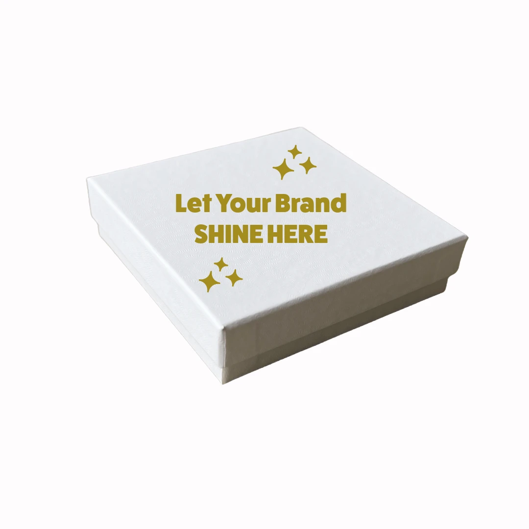 Custom Printed White Swirl Jewelry Box - Medium - 3-1/2" x 3-1/2" x 7/8"