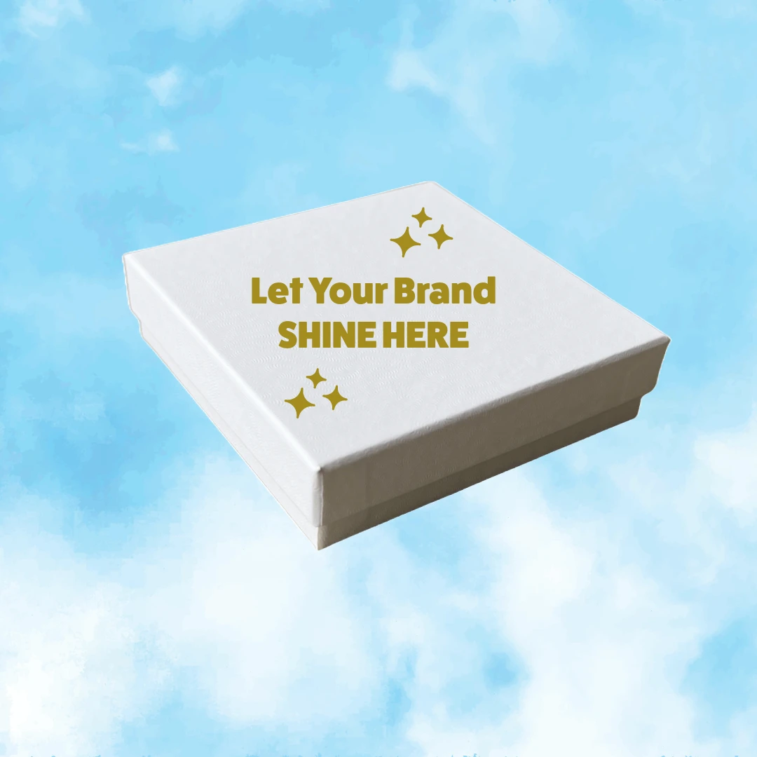 Custom Printed White Swirl Jewelry Box - Medium - 3-1/2" x 3-1/2" x 7/8"