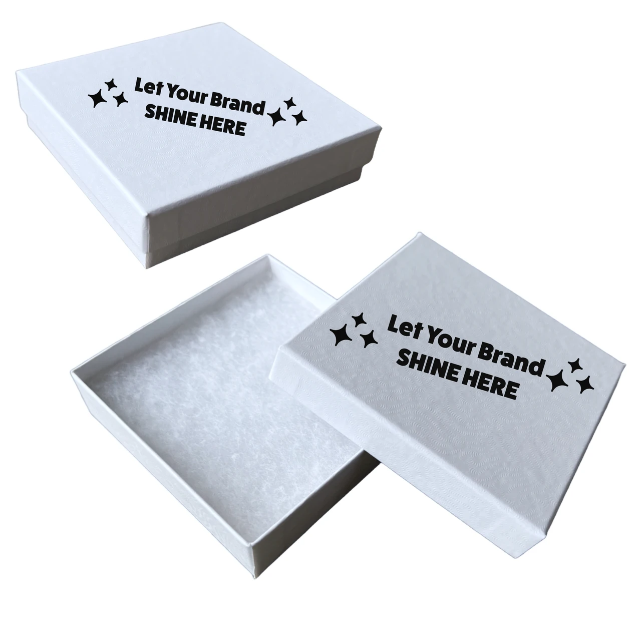 Custom Printed White Swirl Jewelry Box - Medium - 3-1/2" x 3-1/2" x 7/8"