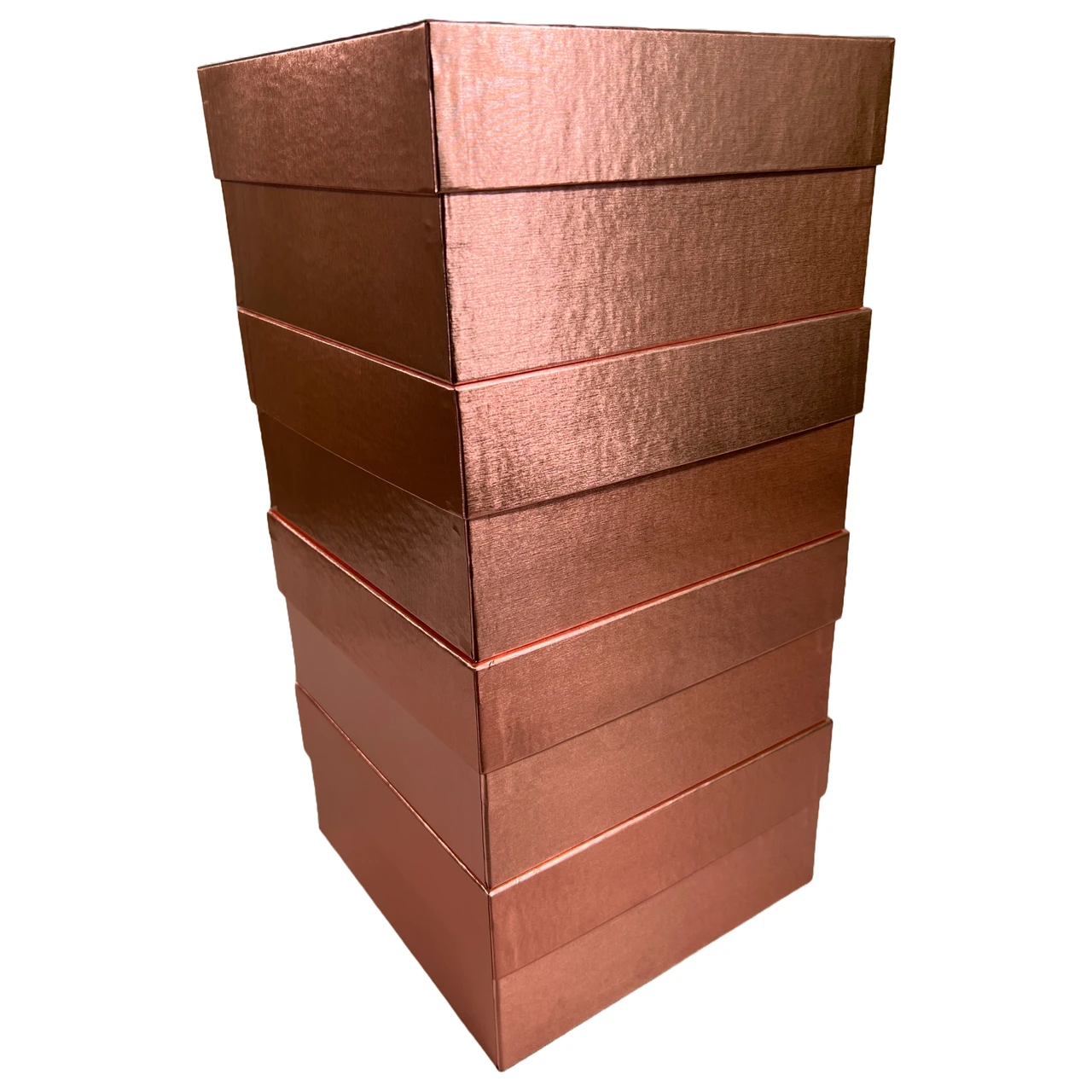 4 Boxes - Rigid Set-Up Boxes - 9" x 9" x 4-1/2" Rose Gold Metallic