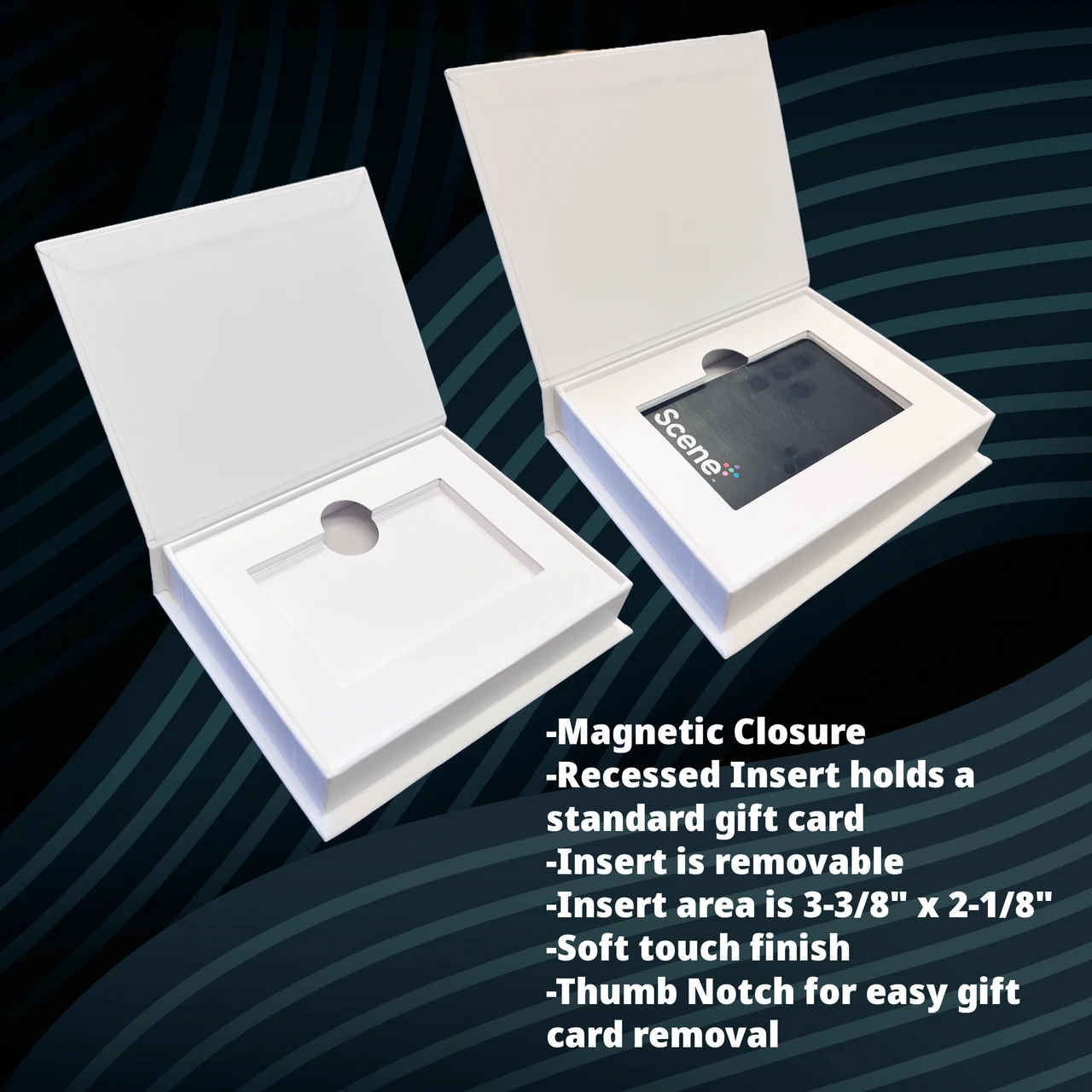 4 Boxes - White - Magnetic Gift Card Boxes - With Insert - Fits a Standard Gift Card