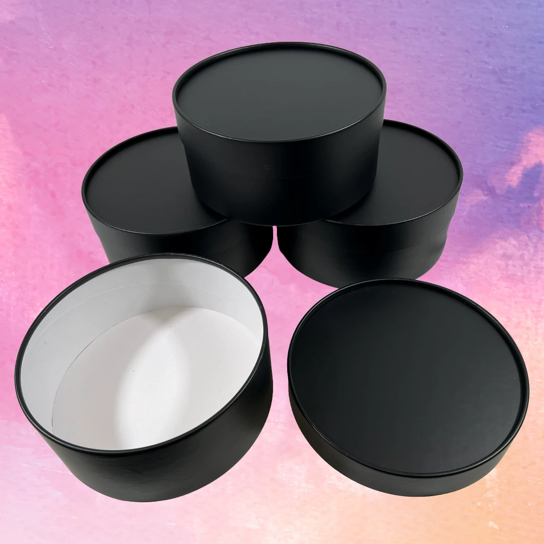 4 Boxes - Round Flower Gift Boxes - 9" Diameter Black