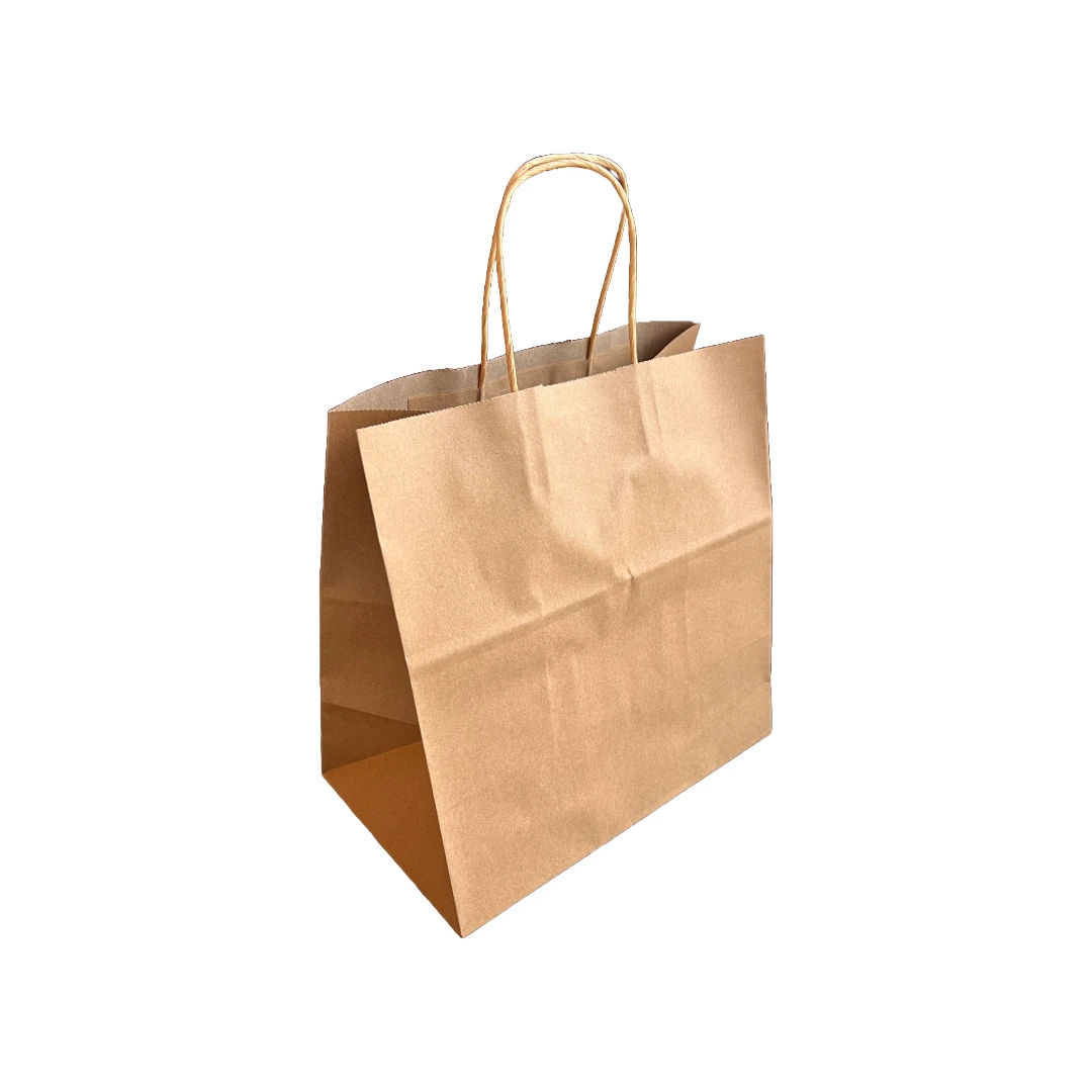 250 Bags - Branded Recycled Kraft Paper Bags - 12" x 7" x 12"