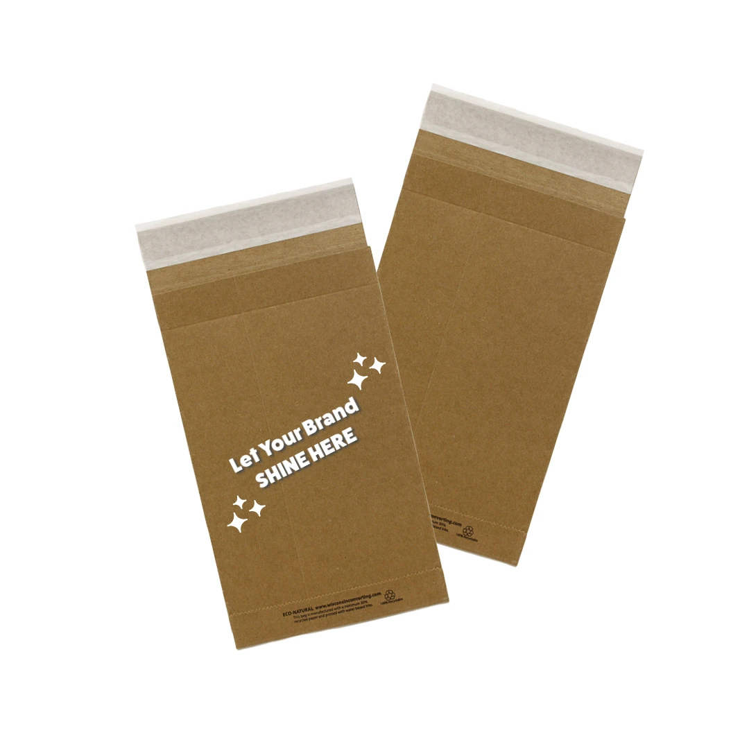 250 Mailer Bags - Eco Natural - 7-1/4" x 12" Peel & Seal Closure - Plain or Custom Printed