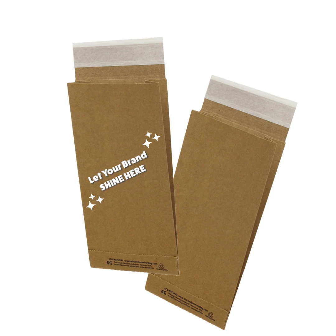 500 Mailer Bags - Eco Natural - 6" x 2-3/4" x 12" Peel & Seal Closure - Plain or Custom Printed
