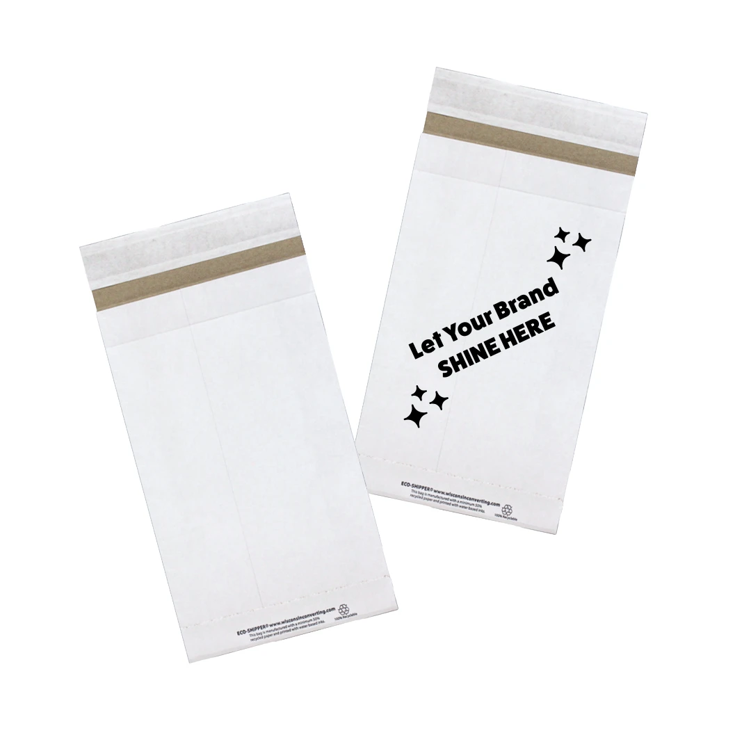 250 Mailer Bags - Eco White - 7-1/4" x 12" Peel & Seal Closure - Plain or Custom Printed