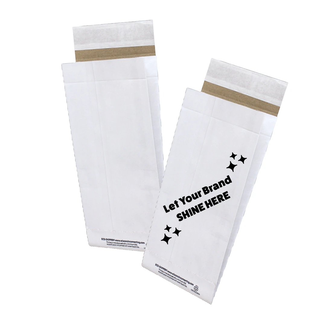 500 Mailer Bags - Eco White 6" x 2-3/4" x 12" Peel & Seal Closure - Plain or Custom Printed