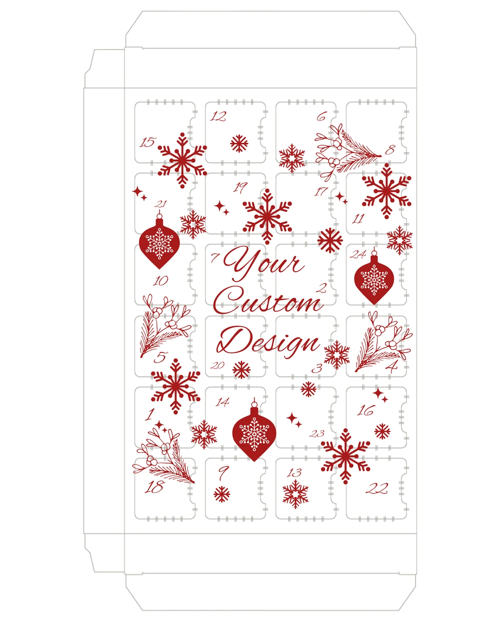500 Custom Printed Sets (Boxes & Trays) - Fillable (Empty) Advent Calendar Boxes - Your Custom Design