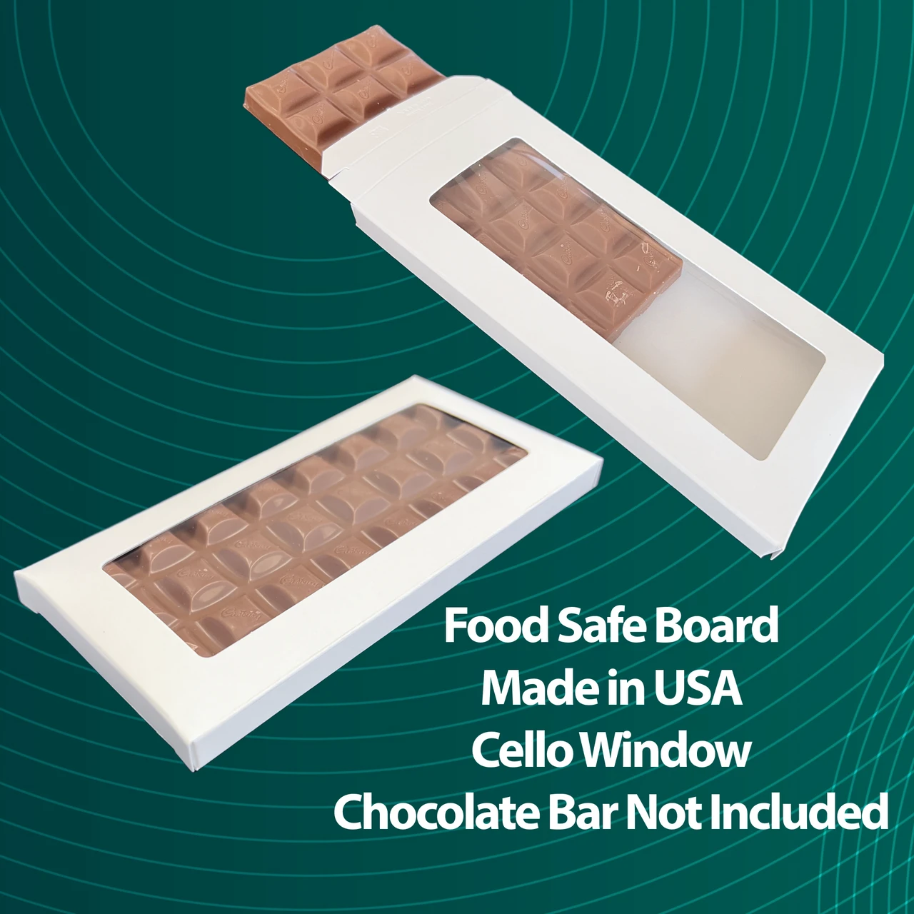 25 Boxes Chocolate Bar Box White with Window