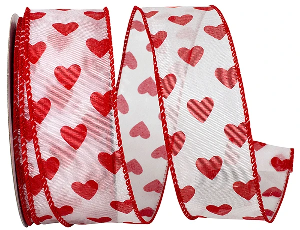 Sheer Hearts 1.5" x 10 Yard Wired Ribbon