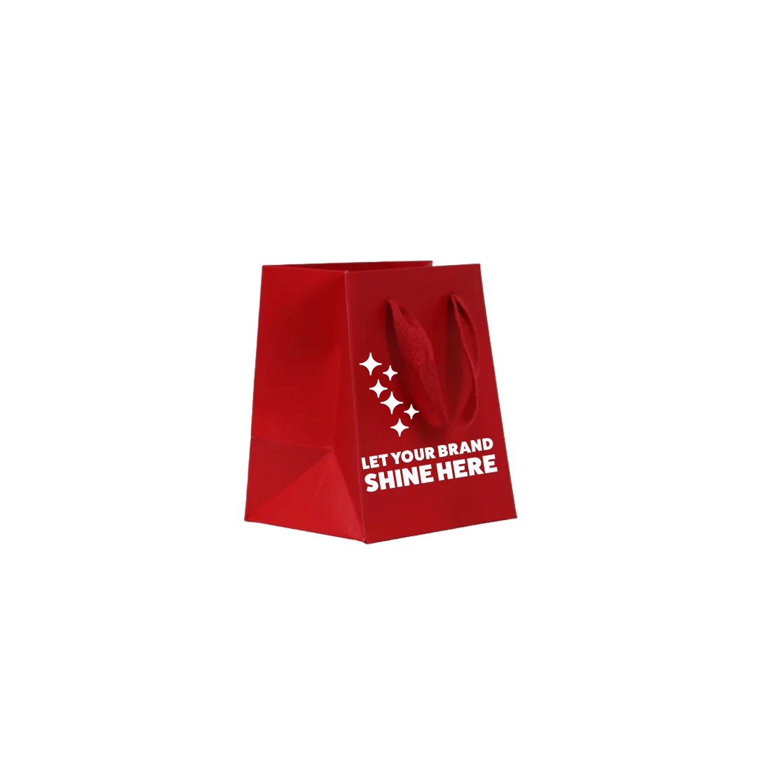 100 Bags - Custom Printed Apple Red Eco Euro Paper Bags with Twill Handles 5 x 4 x 6
