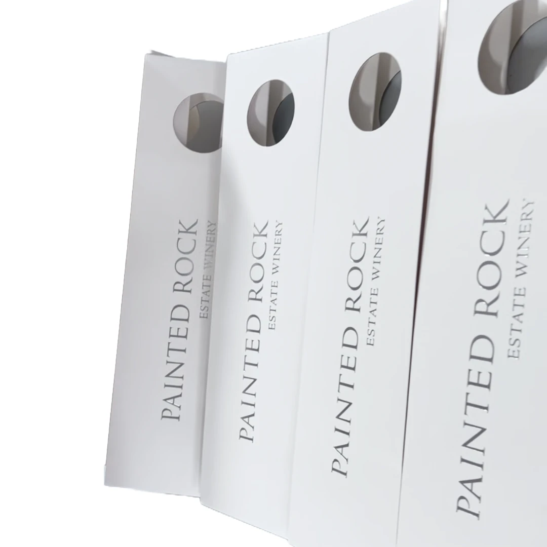 100 Bags - Custom Printed - Mod Billboard Wine Bags White - 4-1/2" x 3-3/8" x 15-1/2"