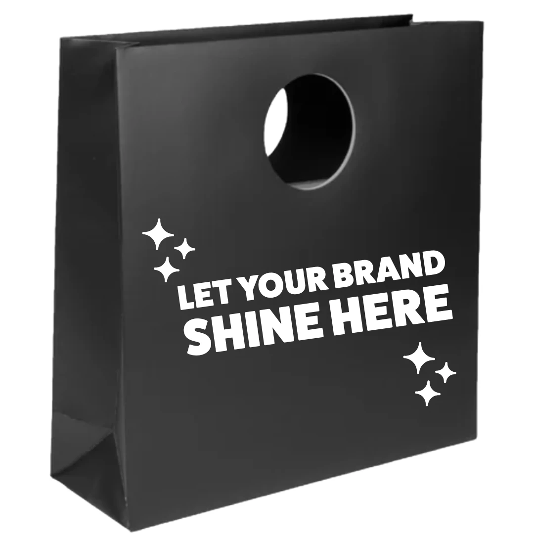 100 Bags - Custom Printed Mod Billboard Bags - Black - 12" x 4" x 12"