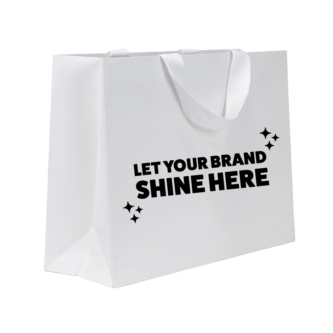 100 Bags - Custom Printed 5th Avenue Luxury Paper Bags - White - 17" x 6" x 12-3/4"