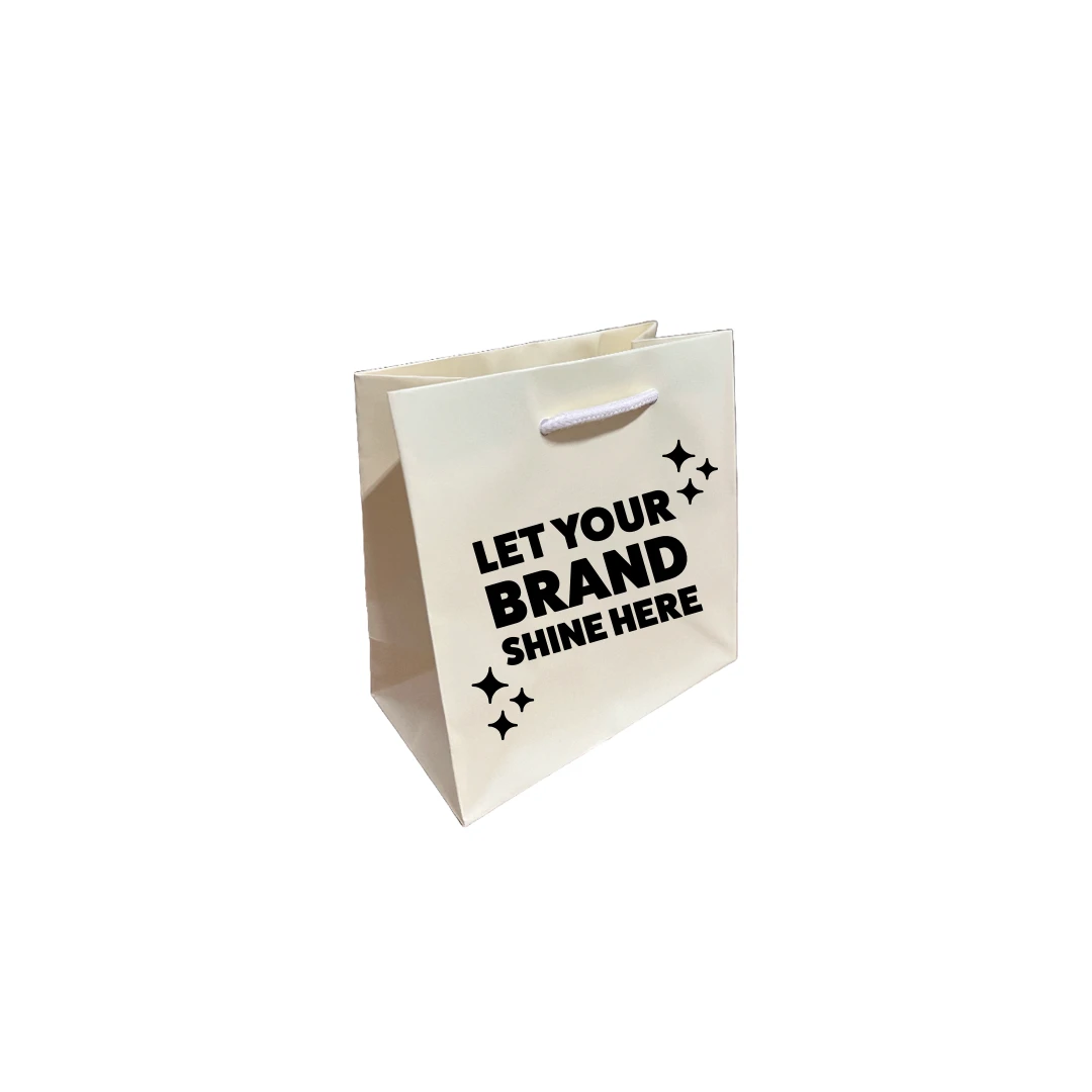 100 Bags - Custom Printed Matte Laminated Euro Paper Bags - Ivory - 6-1/2" x 3-1/2" x 6-1/2"