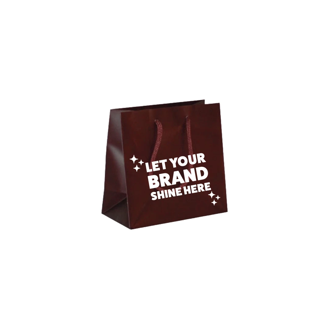 100 Bags - Custom Printed Matte Laminated Euro Paper Bags - Burgundy - 6-1/2" x 3-1/2" x 6-1/2"