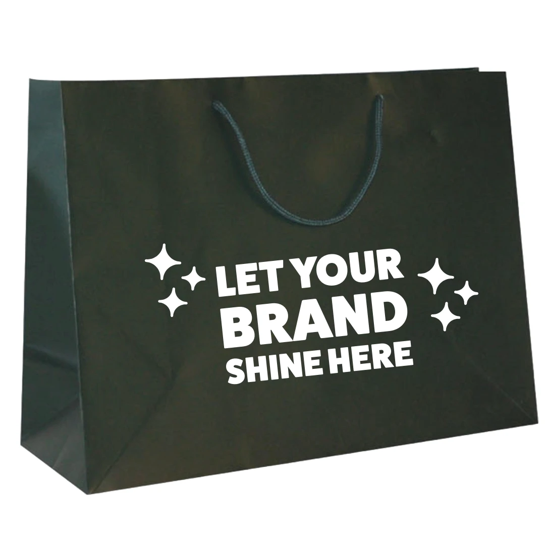 100 Bags - Custom Printed Hunter Matte Laminated Euro Paper Bags - 16" x 6" x 12"