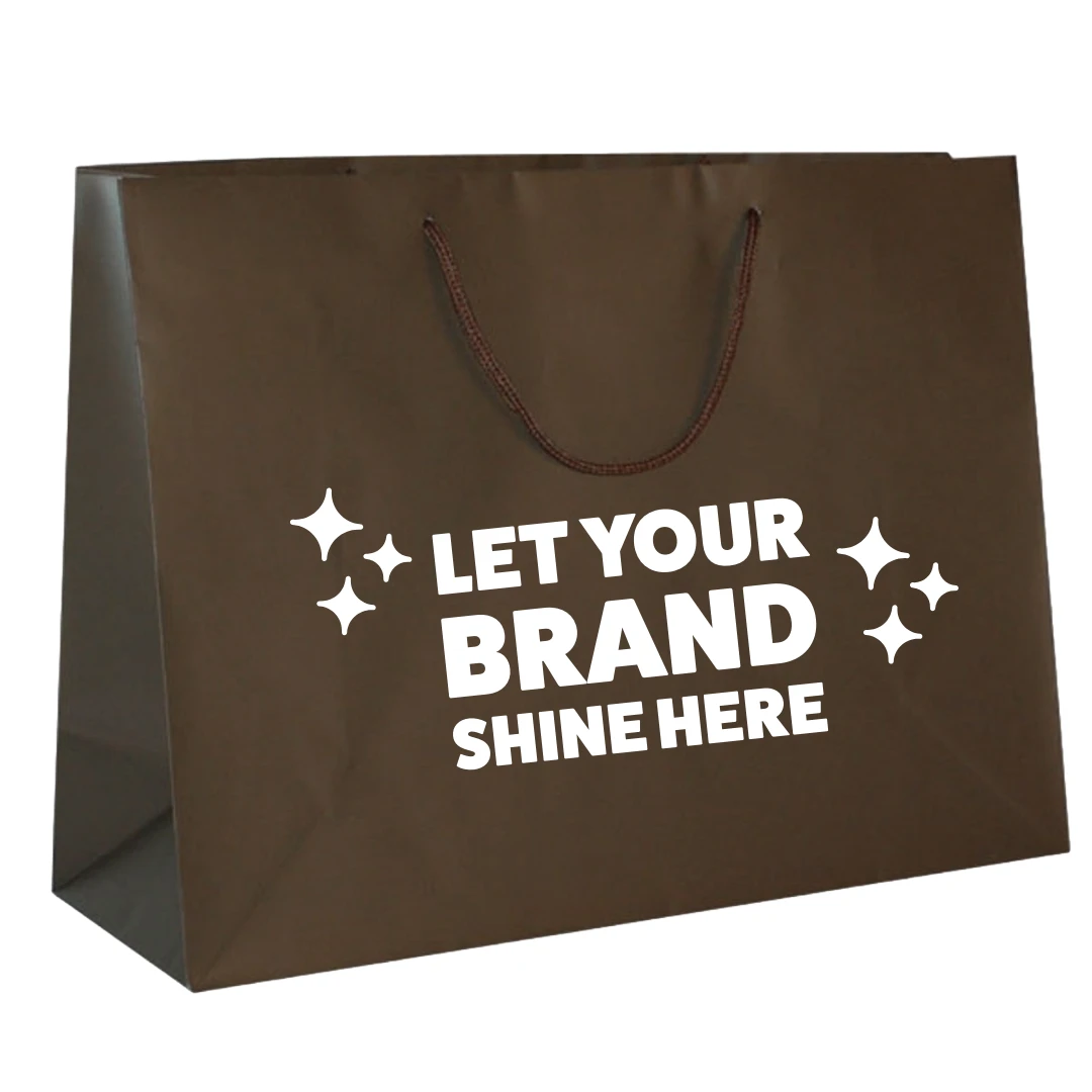 100 Bags - Custom Printed Brown Matte Laminated Euro Paper Bags - 16" x 6" x 12"