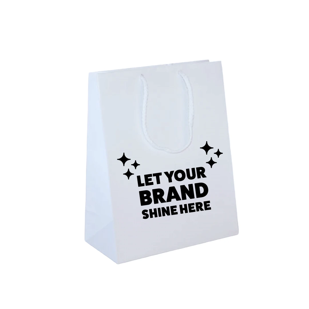 100 Bags - Custom Printed Matte Laminated Euro Bags - White - 8" x 4" x 10"