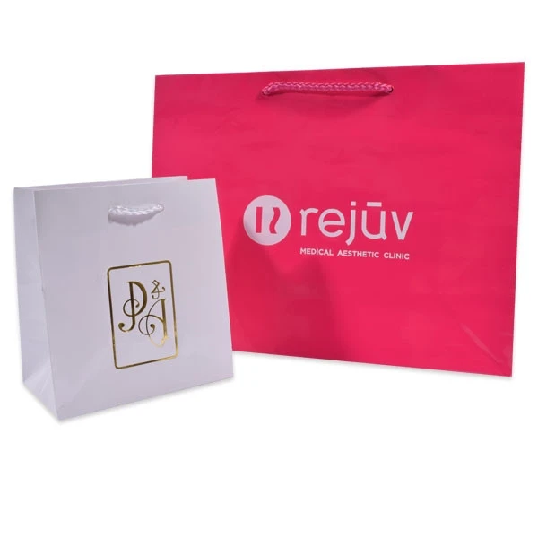 100 Bags - Custom Printed White Gloss Laminated Euro Paper Bags - 20" x 6" x 16"