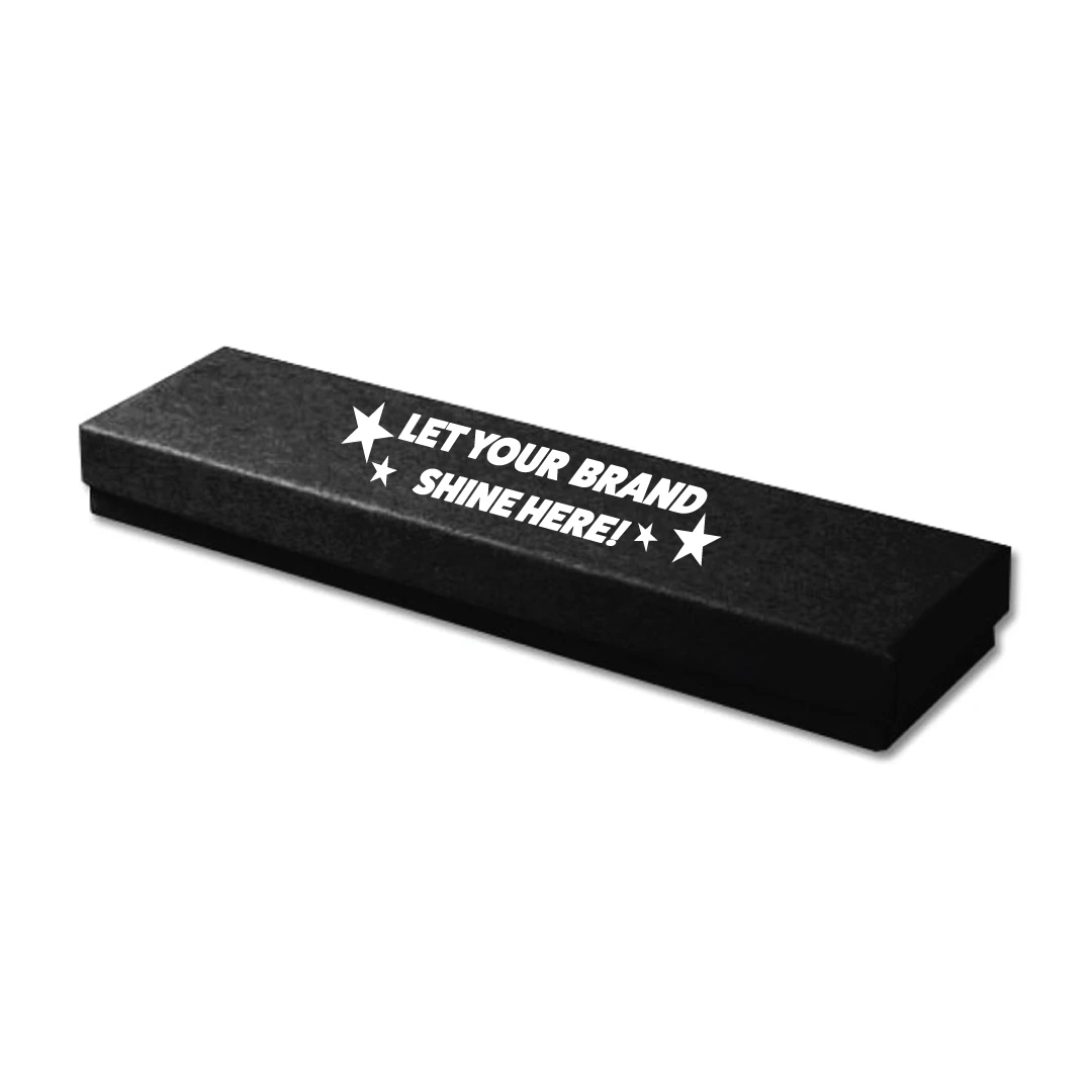 100 Boxes - Custom Printed Matte Black Jewelry Boxes - 8" X 2" x 7/8"