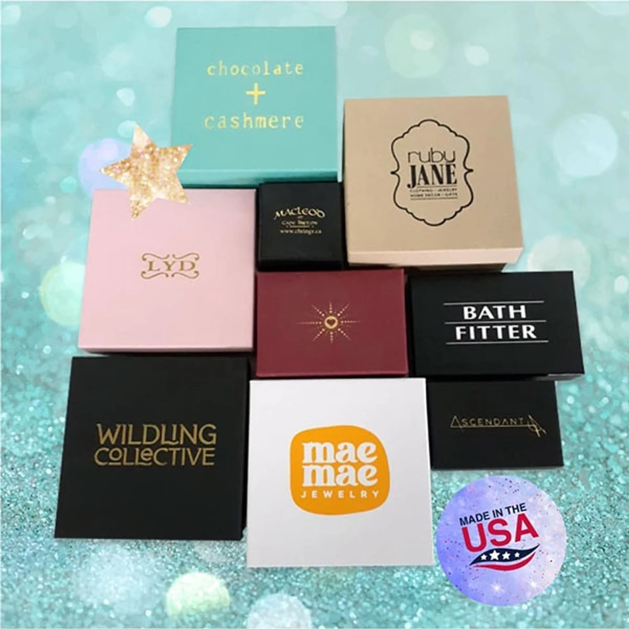 100 Boxes - Custom Printed Matte Black Jewelry Boxes