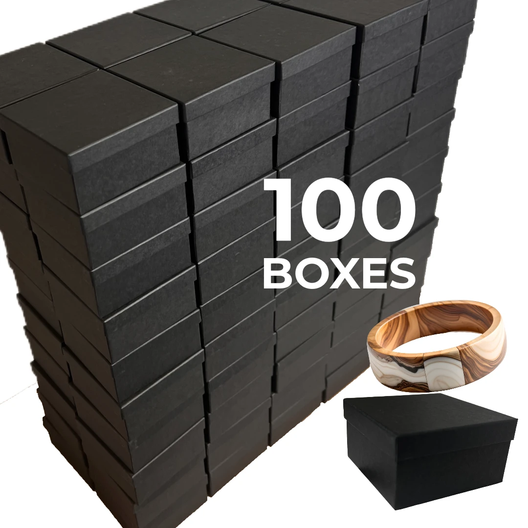 100 Boxes - Custom Printed Matte Black Jewelry Boxes