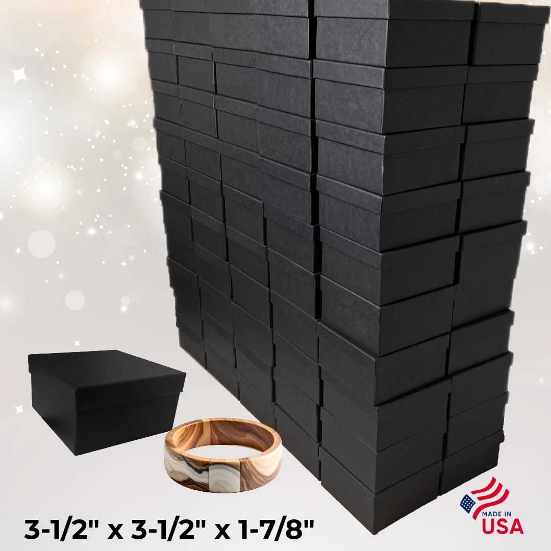 100 Boxes - Custom Printed Matte Black Jewelry Boxes