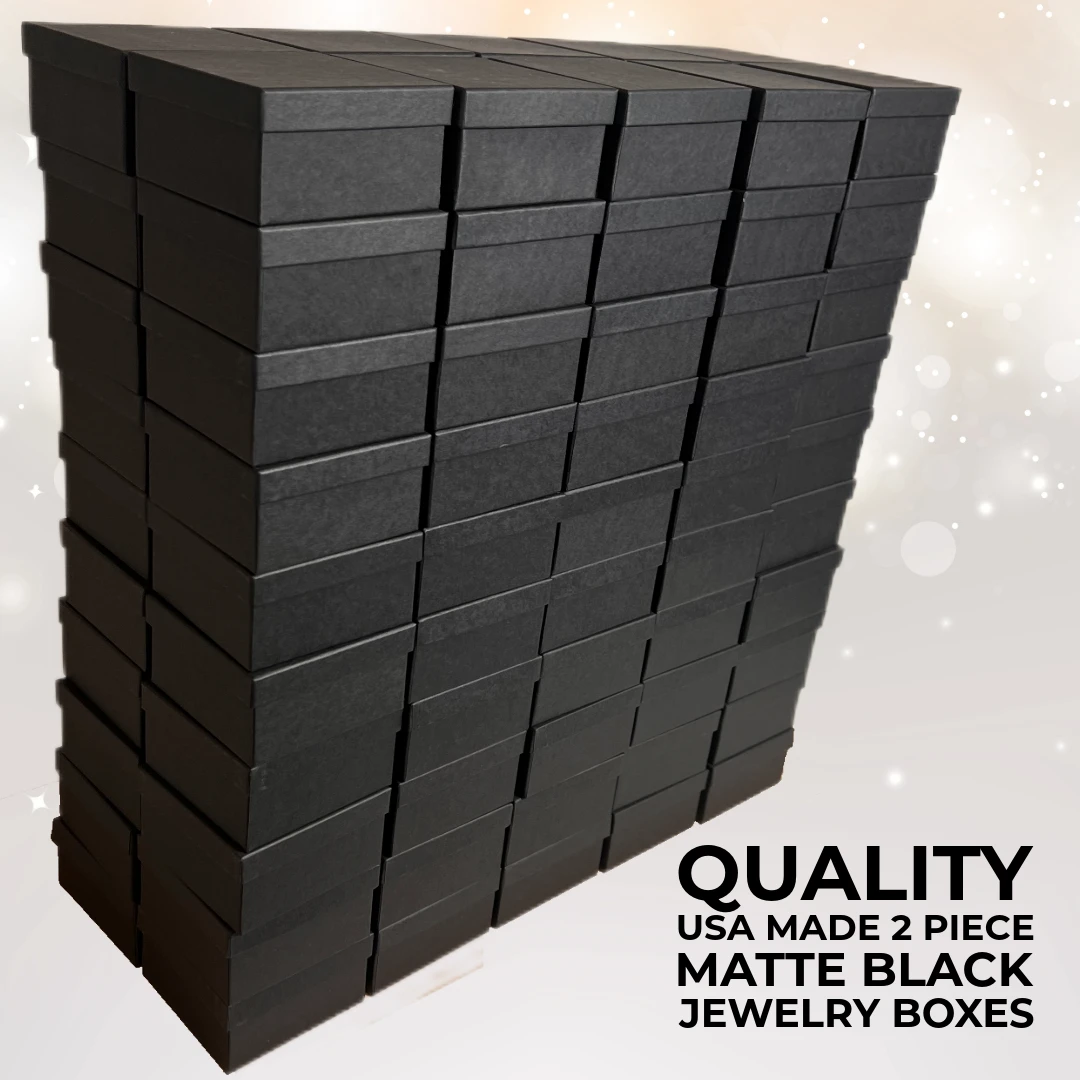 100 Boxes - Custom Printed Matte Black Jewelry Boxes