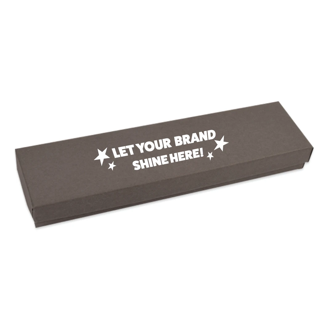 100 Boxes - Custom Printed Matte Grey Jewelry Boxes - 8" x 2" x 7/8"
