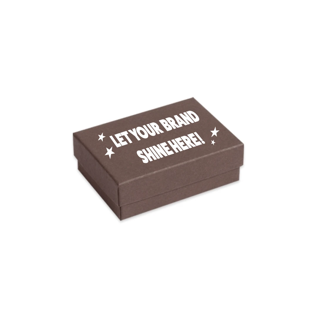 100 Boxes - Custom Printed Matte Embossed Brown Jewelry Boxes